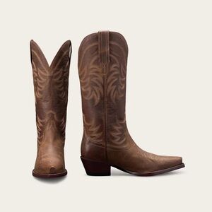 Tecovas | The Annie Cafe Goat Brown Leather Heeled Cowboy Boots